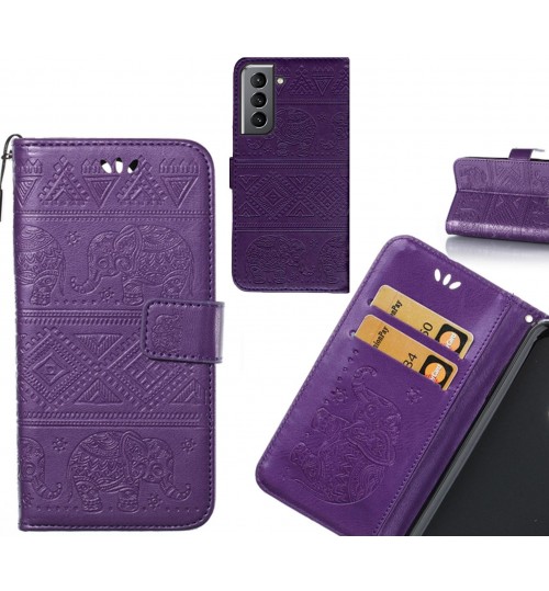 Galaxy S21 case Wallet Leather case Embossed Elephant Pattern