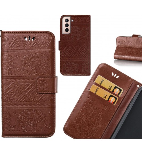 Galaxy S21 Plus case Wallet Leather case Embossed Elephant Pattern