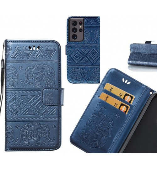 Galaxy S21 Ultra case Wallet Leather case Embossed Elephant Pattern