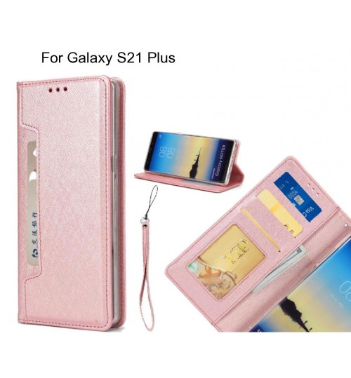 Galaxy S21 Plus Case Silk Texture Leather Wallet Case - Rose Gold