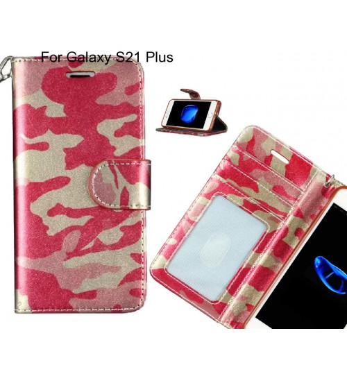 Galaxy S21 Plus Case Camouflage Leather Wallet Case Cover - Red
