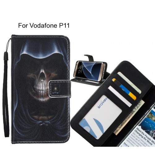Vodafone P11 case 3 card leather wallet case printed ID