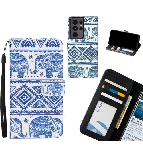 Galaxy S21 Ultra case 3 card leather wallet case printed ID