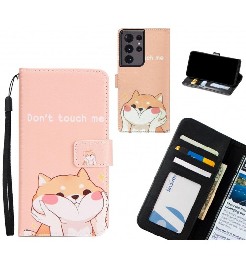 Galaxy S21 Ultra case 3 card leather wallet case printed ID