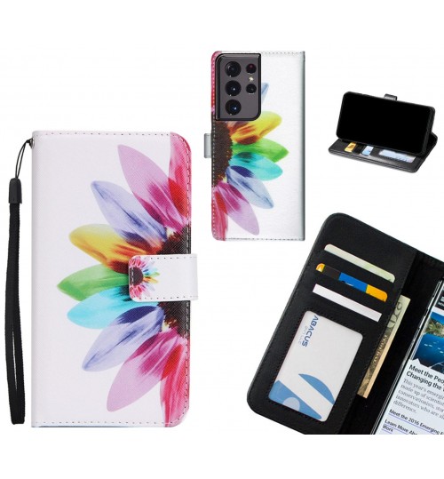 Galaxy S21 Ultra case 3 card leather wallet case printed ID