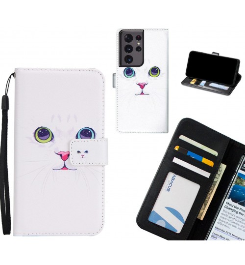 Galaxy S21 Ultra case 3 card leather wallet case printed ID