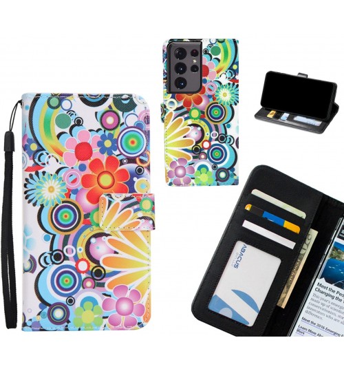 Galaxy S21 Ultra case 3 card leather wallet case printed ID