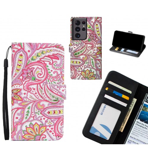 Galaxy S21 Ultra case 3 card leather wallet case printed ID