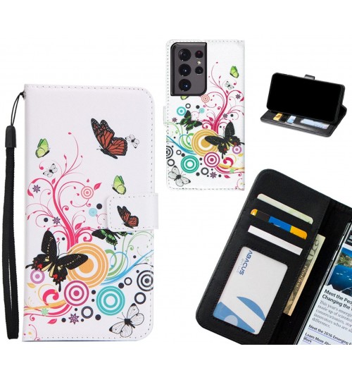 Galaxy S21 Ultra case 3 card leather wallet case printed ID