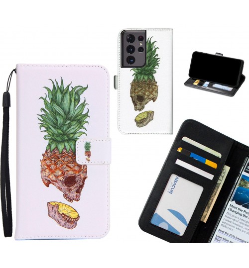 Galaxy S21 Ultra case 3 card leather wallet case printed ID