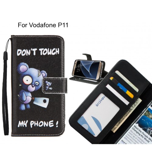 Vodafone P11 case 3 card leather wallet case printed ID