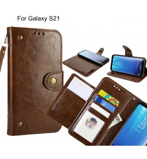 Galaxy S21  Case Executive Multi Card Wallet Leather Case - Brown
