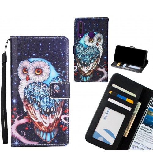 Huawei Y6P case 3 card leather wallet case printed ID
