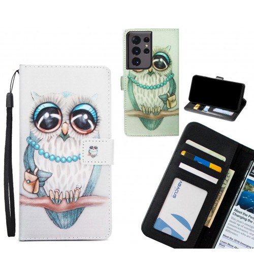 Galaxy S21 Ultra case 3 card leather wallet case printed ID