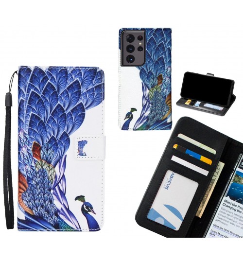 Galaxy S21 Ultra case 3 card leather wallet case printed ID