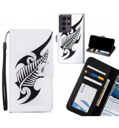 Galaxy S21 Ultra case 3 card leather wallet case printed ID