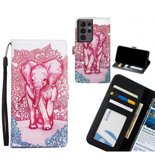 Galaxy S21 Ultra case 3 card leather wallet case printed ID