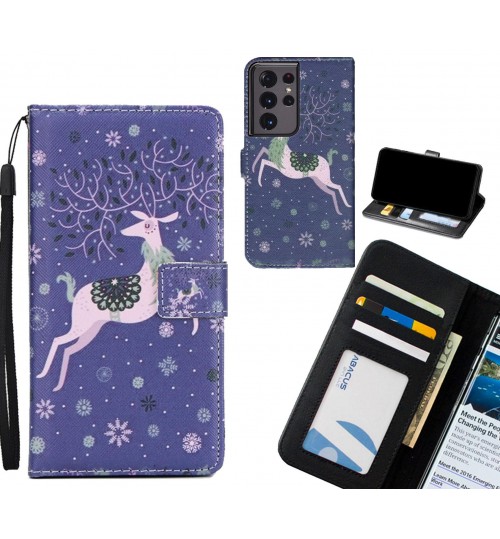 Galaxy S21 Ultra case 3 card leather wallet case printed ID