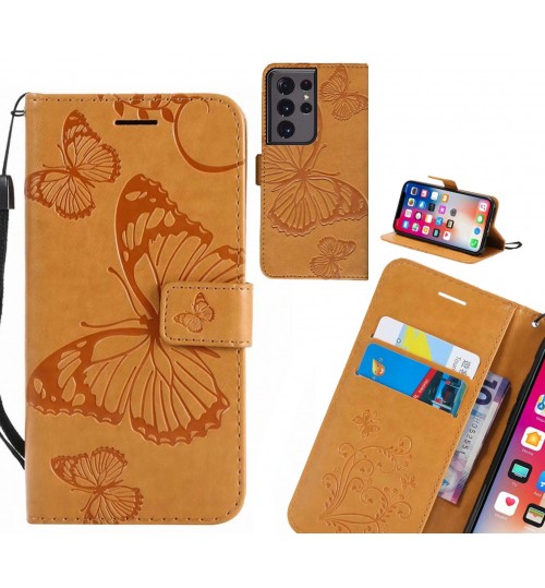 Galaxy S21 Ultra case Embossed Butterfly Wallet Leather Case