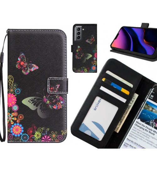 Galaxy S21 case 3 card leather wallet case printed ID