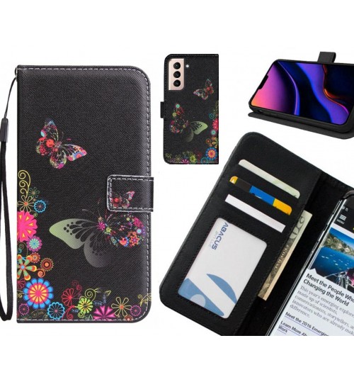 Galaxy S21 Plus case 3 card leather wallet case printed ID