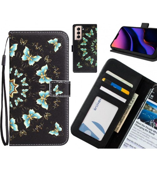 Galaxy S21 Plus case 3 card leather wallet case printed ID