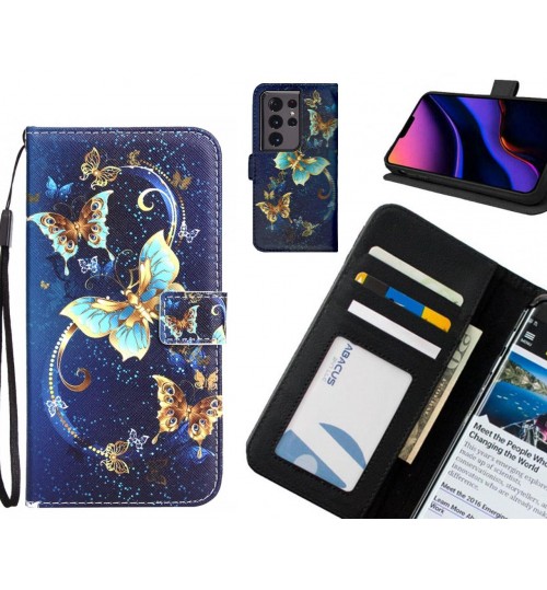 Galaxy S21 Ultra case 3 card leather wallet case printed ID
