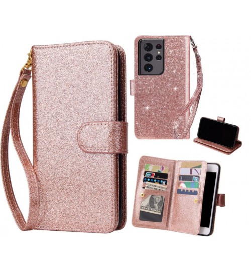 Galaxy S21 Ultra Case Glaring Multifunction Wallet Leather Case