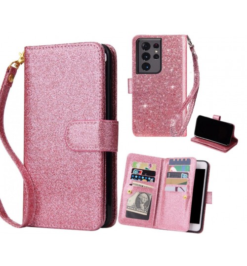 Galaxy S21 Ultra Case Glaring Multifunction Wallet Leather Case