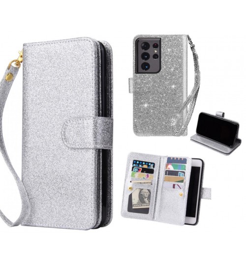 Galaxy S21 Ultra Case Glaring Multifunction Wallet Leather Case