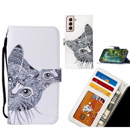 Galaxy S21 Plus case leather wallet case printed ID