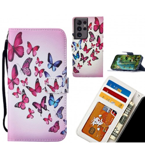 Galaxy S21 Ultra case leather wallet case printed ID