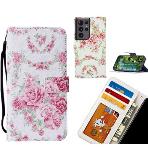 Galaxy S21 Ultra case leather wallet case printed ID