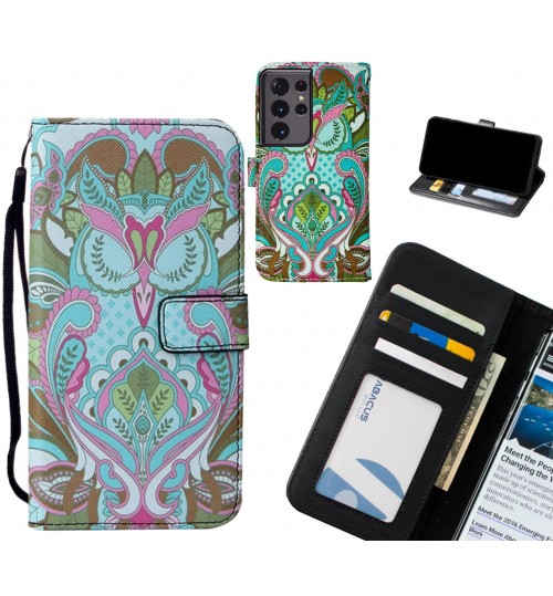 Galaxy S21 Ultra case leather wallet case printed ID