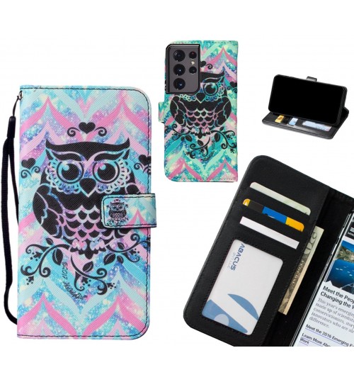 Galaxy S21 Ultra case leather wallet case printed ID