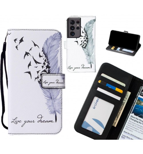 Galaxy S21 Ultra case leather wallet case printed ID