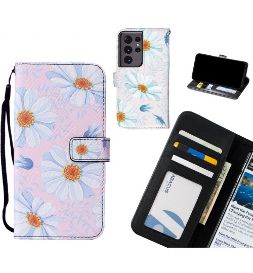 Galaxy S21 Ultra case leather wallet case printed ID