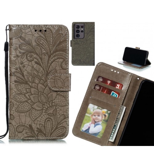 Galaxy S21 Ultra Case Embossed Wallet Slot Case - Grey