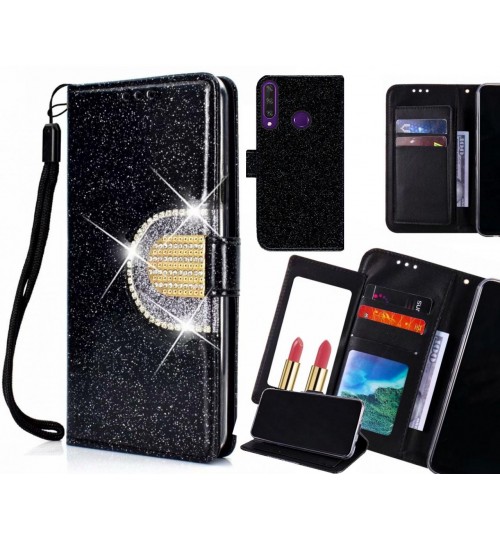 Huawei Y6P Case Glaring Wallet Leather Case With Mirror