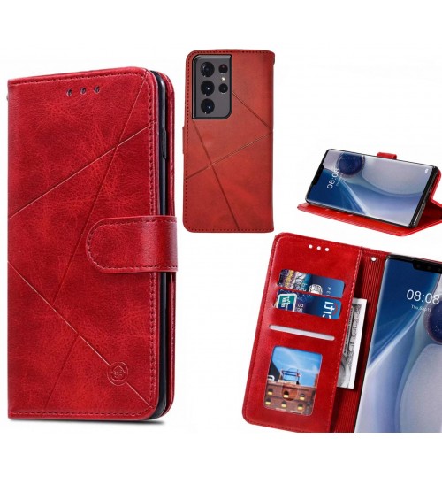 Galaxy S21 Ultra Case Fine Leather Wallet Case - Red
