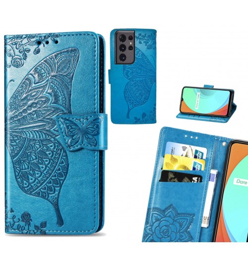 Galaxy S21 Ultra case Embossed Butterfly Wallet Leather Case