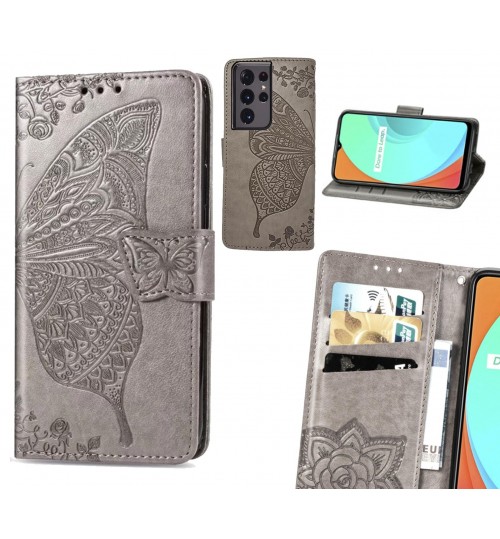 Galaxy S21 Ultra case Embossed Butterfly Wallet Leather Case