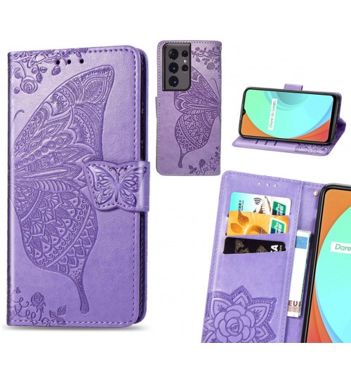 Galaxy S21 Ultra case Embossed Butterfly Wallet Leather Case