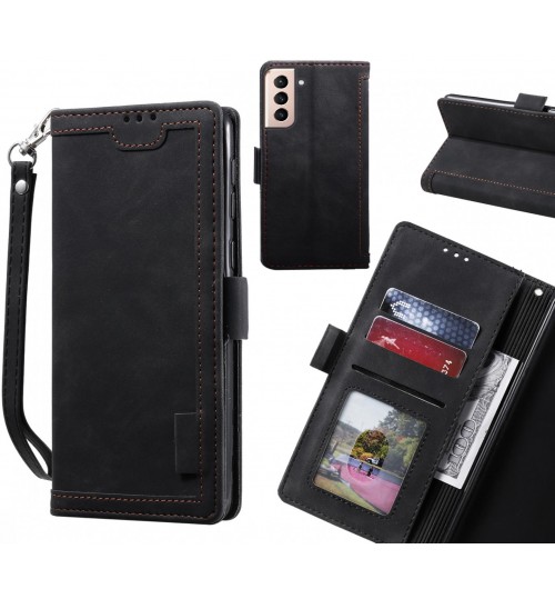 Galaxy S21 Plus Case Wallet Denim Leather Case Cover - Black