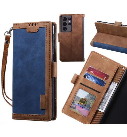 Galaxy S21 Ultra Case Wallet Denim Leather Case Cover - Blue
