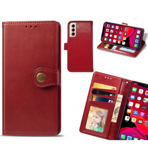 Galaxy S21 Plus Case Premium Leather Id Wallet Case - Red