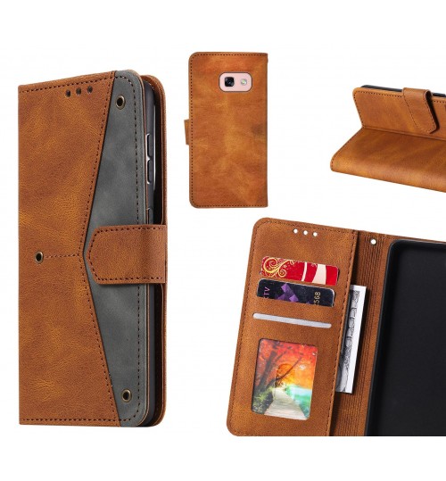 Galaxy A3 2017 Case Wallet Denim Leather Case Cover - Brown