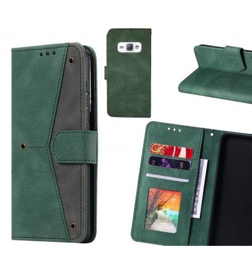 Galaxy J1 2016 Case Wallet Denim Leather Case Cover - Green