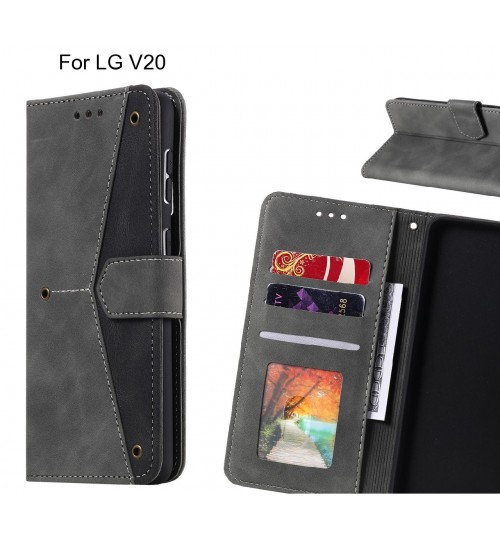 Lg V20 Case Wallet Denim Leather Case Cover - Black