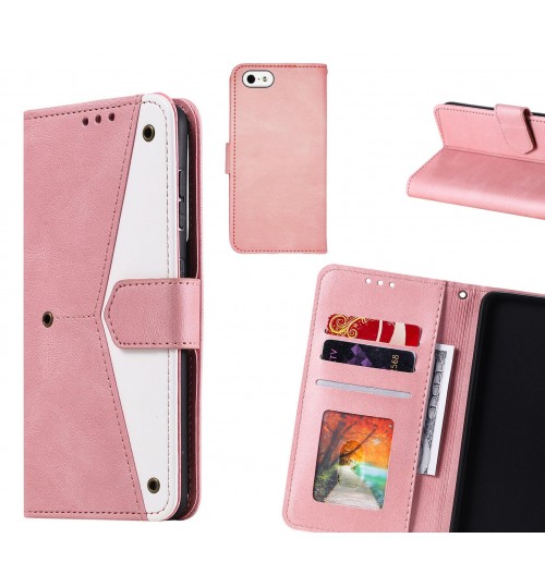 Iphone 5 Case Wallet Denim Leather Case Cover - Pink